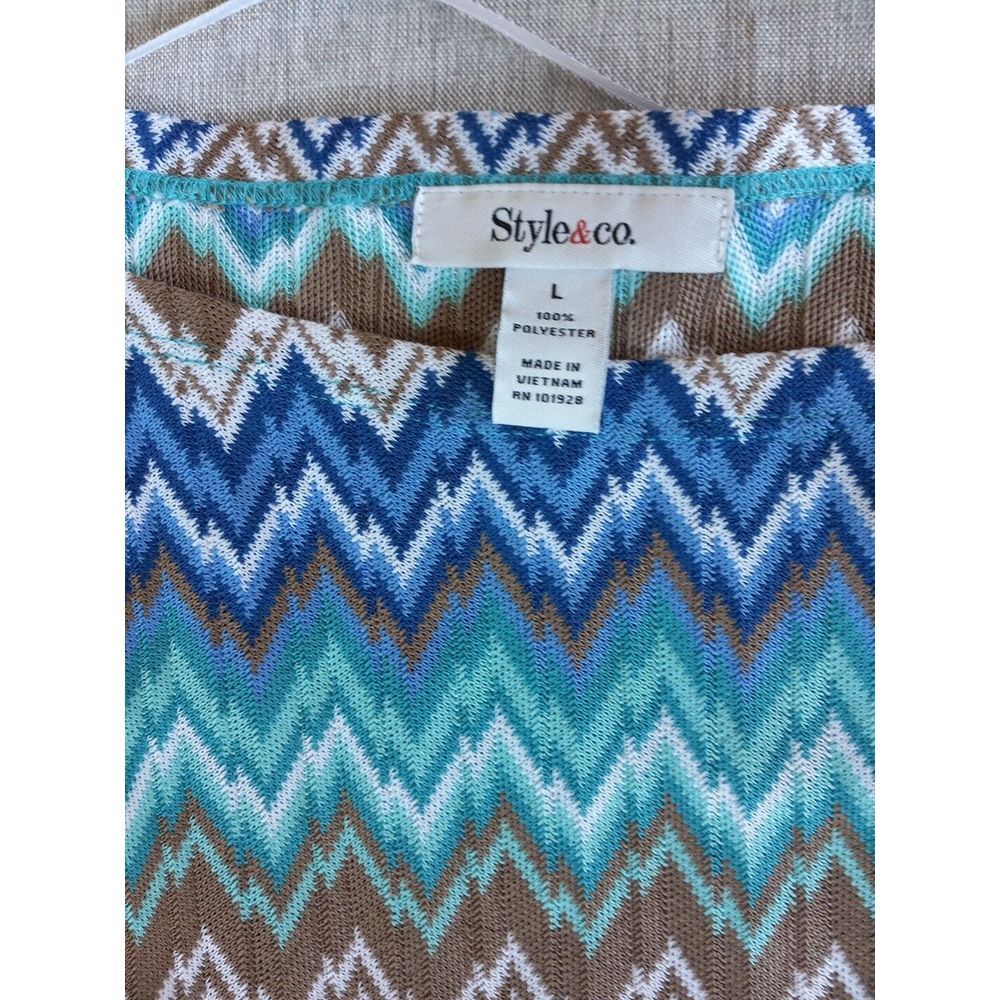 Style&Co Women's Large Boho Aztec Pattern Pullover Blouse Multicolor Drawstring - Picture 4 of 7